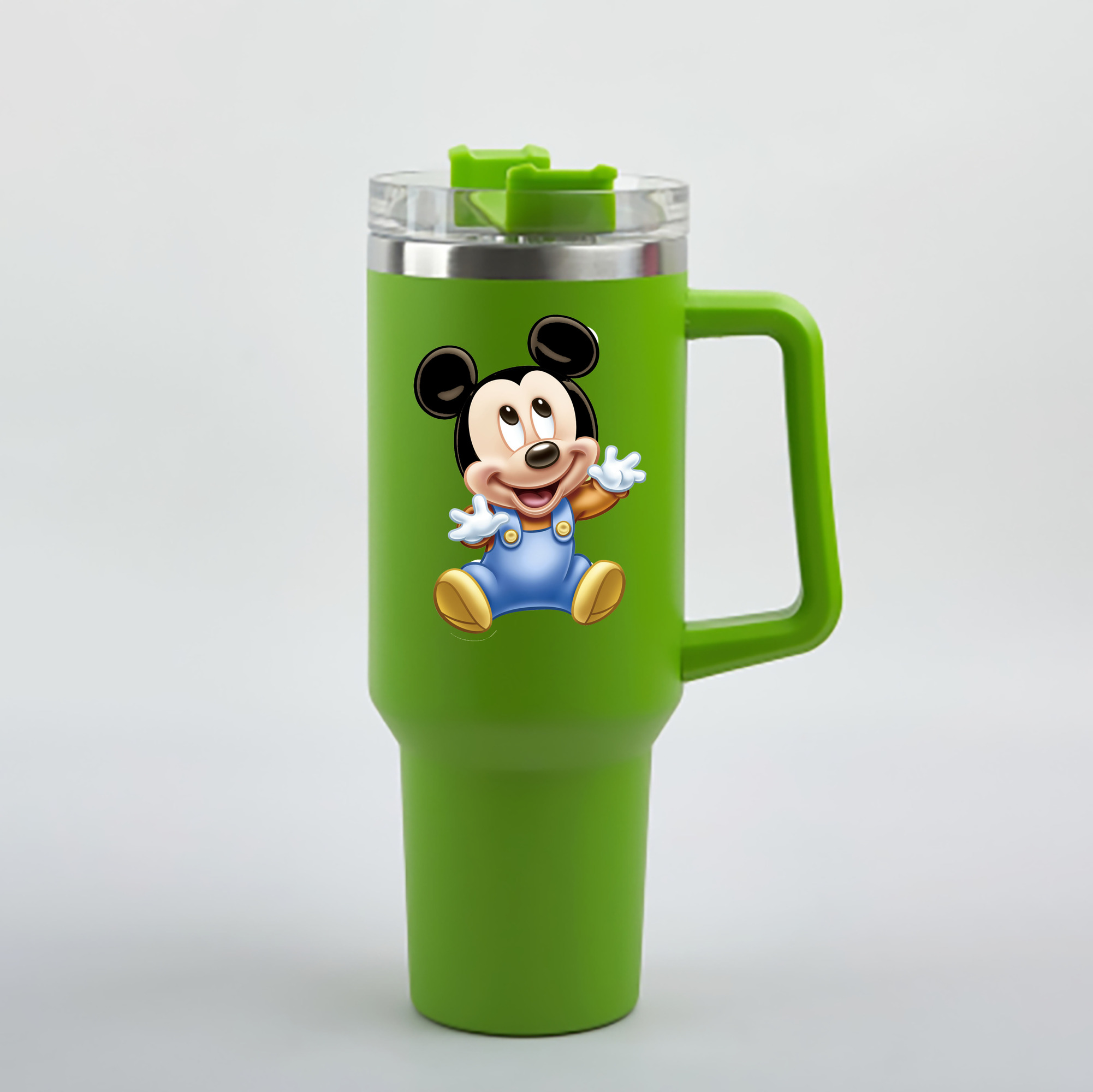 （画像用） ミッキーマウス Mickey Mouse 1200mL車用タンブラー - クリスタルステッカー（プラスチックストロー付き）
